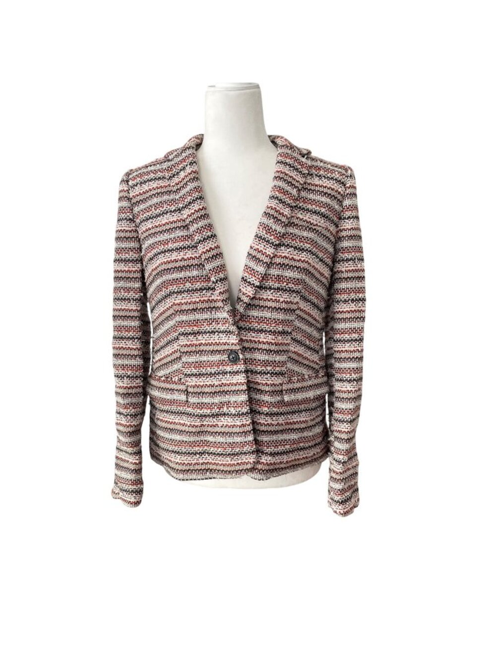 Madewell Tweed Blazer Jacket Size 6 Button Womens Fall Multicolor Striped